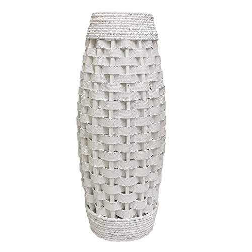 Hosley 24" High Wood and Grass Floor Vase-White