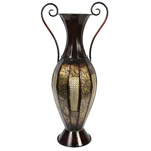 Hosley 26 Inch High Tall Metal Vase with Handles
