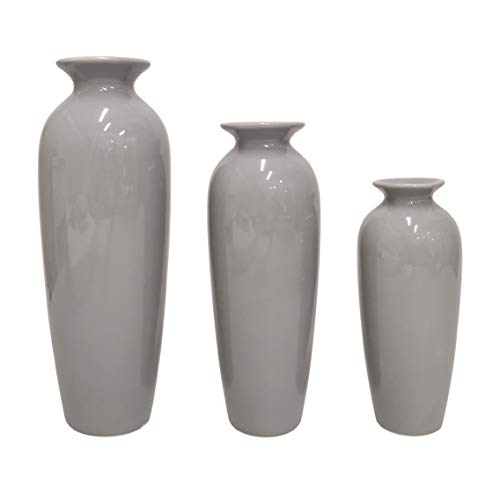 Hosley Set of 3 Grey Ceramic Vases