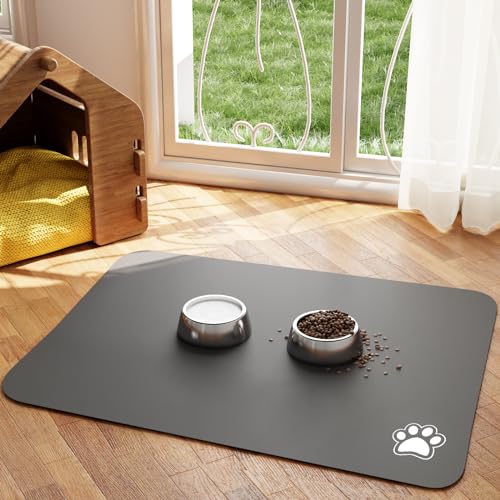 Pet Placemat, Food Mat For Cats And Dogs, Silicone Cat Litter Mat,  Waterproof, Dirty And Bite Resistant, Anti-skid And Anti-spillage, Suitable  For Eating And Drinking, Easy To Clean, Paw Print Decorated Cat