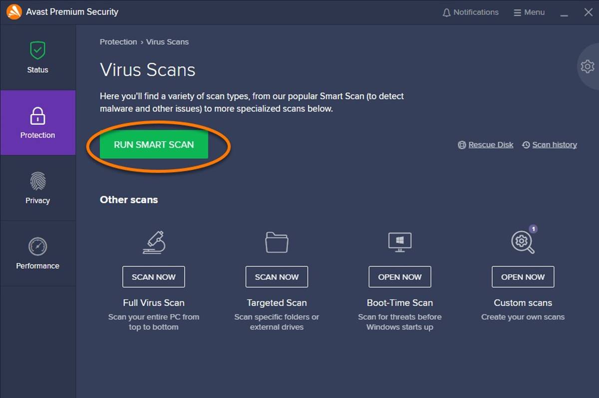 How To Run A Full Scan Using Avast Internet Security