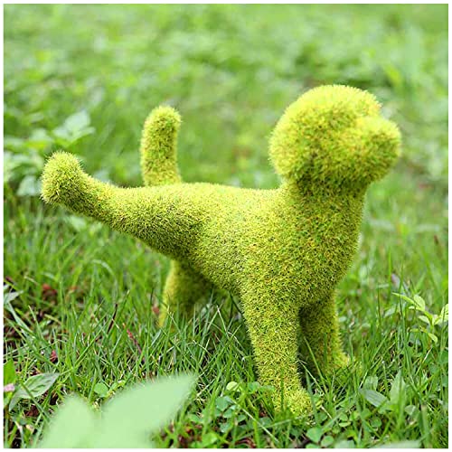 HOWFIELD Garden Statues and Figurines Outdoors - Naughty Peeing Puppy Figurines, Grass Green Dog Outdoor Statues, Outdoor Decorations for Patio