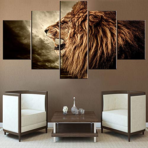 Howling Lion 5 Piece Canvas Wall Art