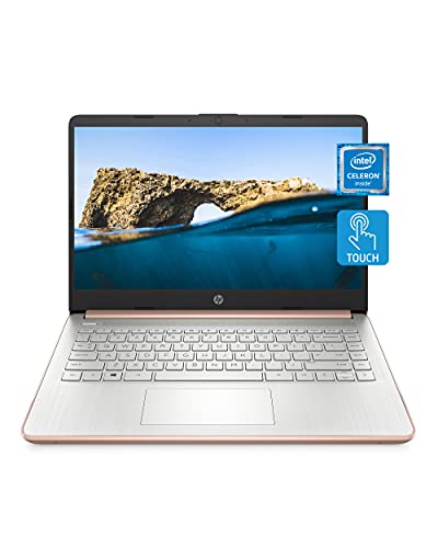 HP 14 Laptop, Intel Celeron N4020, 4 GB RAM, 64 GB Storage, 14-inch HD Touchscreen, Windows 11 Home, Pale Rose Gold
