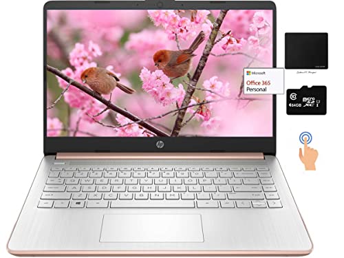 HP 14" Touchscreen Laptop with Intel Dual-Core CPU, 8GB RAM, and 128GB Storage (Rose Gold)