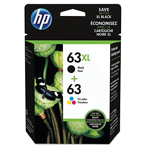 HP 63XL & 63 Tri-Color Original Ink Cartridge, 2 Pack