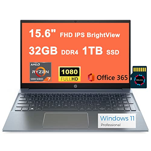 HP Pavilion 15 Business Laptop I 15.6inch Diagonal Full HD IPS BrightView I AMD 8-core Ryzen 7 5700U I 32GB DDR4 1TB SSD I 32GB DDR4 I 1TB SSD