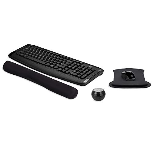 HP Wireless Keyboard & Mouse 300 PC Accessories Bundle with Mini Bluetooth Speaker