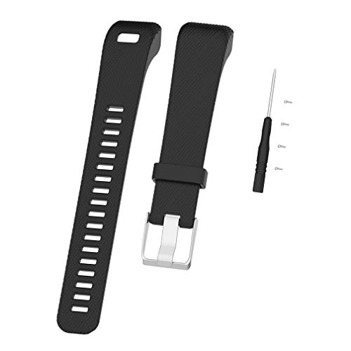 HUABAO Watch Strap - Silicone Sports Replacement Band for Garmin vivosmart HR+/Approach X10/X40 Smart Watch (Black)