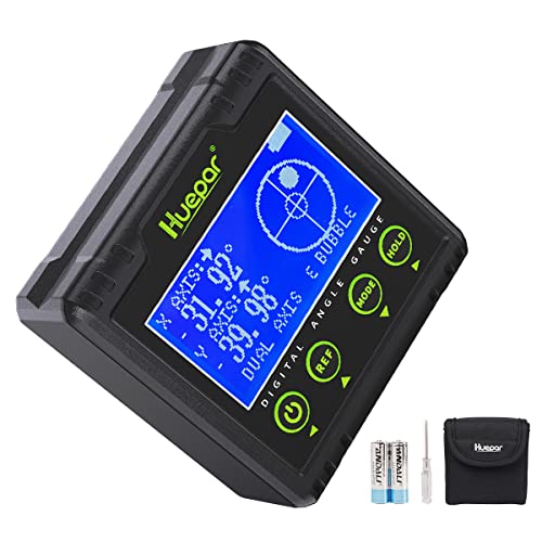 Huepar Protractor with Dual Axis Level Box & LCD Inclinometer