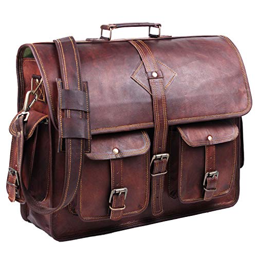 HULSH Vintage Leather Laptop Bag for Men