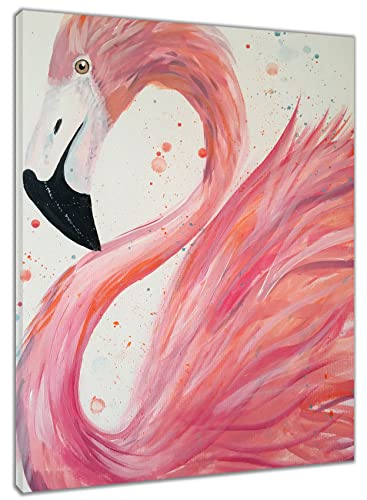 HVEST Flamingo Canvas Wall Art - Artsy Romantic Decor