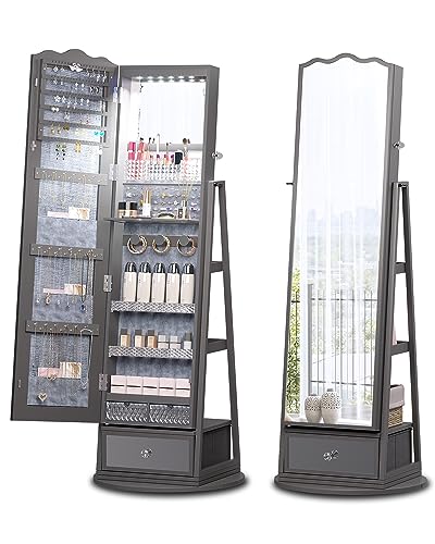 HWB Full-length Mirror Jewelry Cabinet Standing