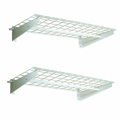 Hyloft 777 36-Inch X 18-Inch Adjustable Steel Wall Shelf, Storage Rack for Garage with Hanging Rod, White, 2-Pack