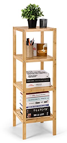 HYNAWIN 4-Tier Bamboo Bathroom Shelf