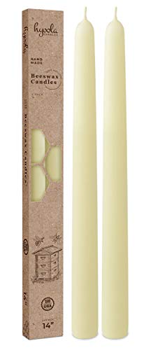 Hyoola 14" Beeswax Taper Candles - 14 Hour Burn Time
