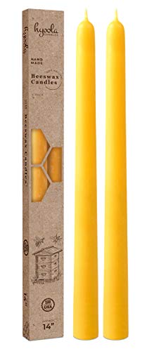Hyoola 14" Beeswax Taper Candles - 14 Hour Burn Time