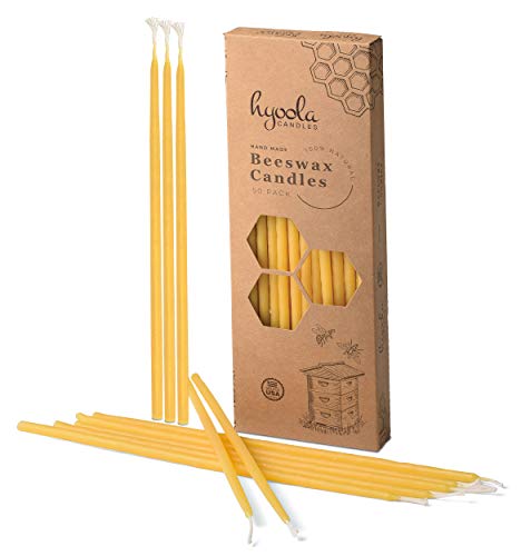 Hyoola Beeswax Skinny Taper Candles – 50 Pack