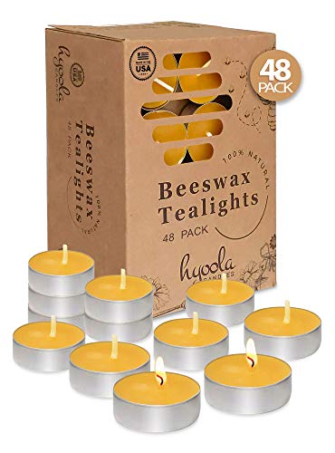 HYOOLA Beeswax Tealight Candles - 48 Pack