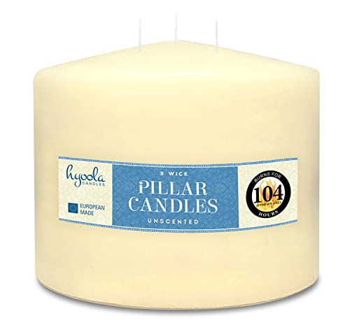 HYOOLA Large Unscented Pillar Candle - European Quality, Long Burn Time