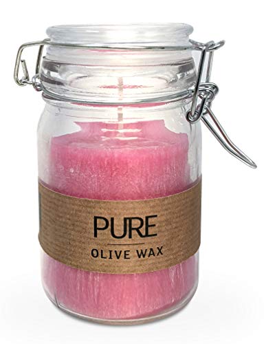 HYOOLA Pure Natural Jar Candles - 100% Olive Wax Candles in Glass - Paraffin Free Vegan Candle - Fuchsia Pink