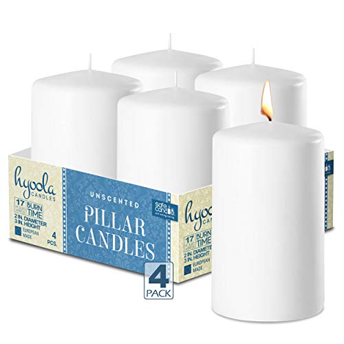 HYOOLA White Pillar Candles - Set of 4