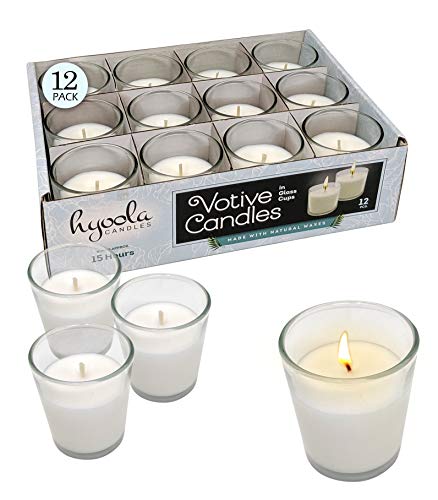 Hyoola White Votive Candles in Glass