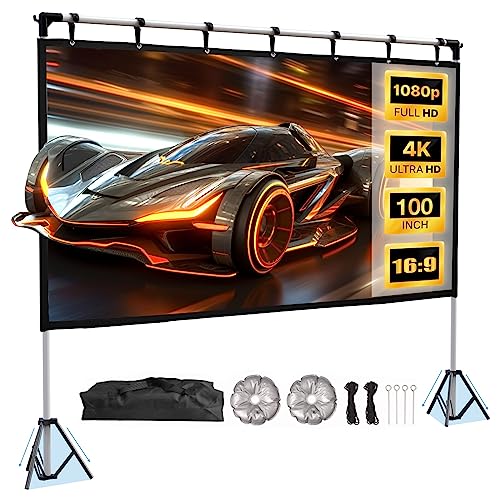 HYZ 100 inch Portable Projection Screen