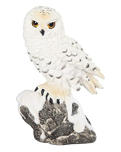 ICE ARMOR Snowy Owl Standing on Rock Wild Animal Figurine