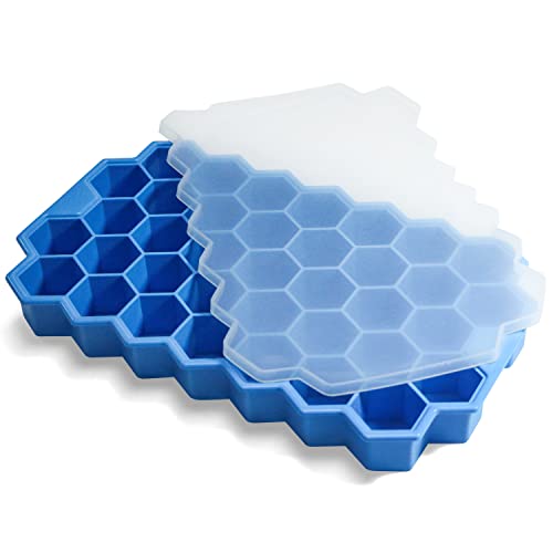Excnorm Silicone Ice Cube Trays 3 Pack - Large Size Silicone Ice Cube Molds  with Leak Proof Removable Lid Square Ice Cube Tray And BPA Free for