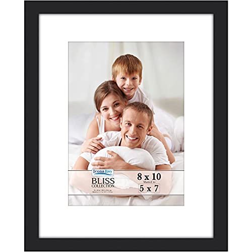 Icona Bay 8x10 Black Picture Frame with Removable Mat
