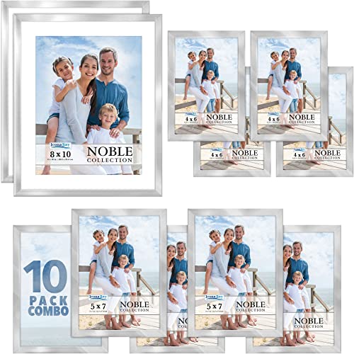 Icona Bay Combo-Sizes Silver Picture Frames Set - 10 PC