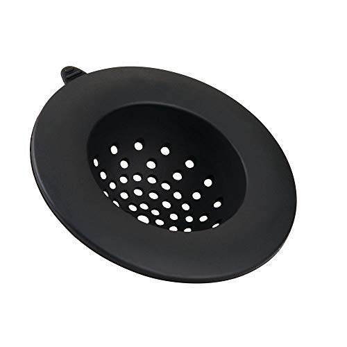 iDesign BPA-Free Flexible Silicone Kitchen Sink Strainer, 4.3" x 4.3" x 1.4", Black