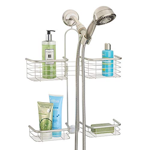 SRIWATANA Shower Caddy Hanging Over Head, Bathroom Shower Organizer Shower  Rack Holder with Hooks for Razors - Black