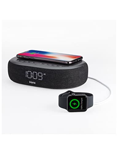 iHome TIMEBOOST - Convenient Wireless Charging Alarm Clock with Bluetooth Speaker