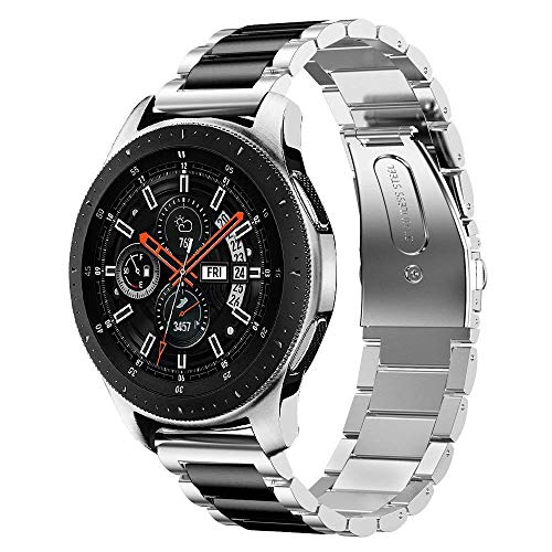 iiteeology Compatible for Samsung Galaxy Watch Bands 46mm, Galaxy Watch 3 Bands 45mm, Stainless Steel Band for Samsung Galaxy Watch SM-800 Smart Watch - Silver/Black