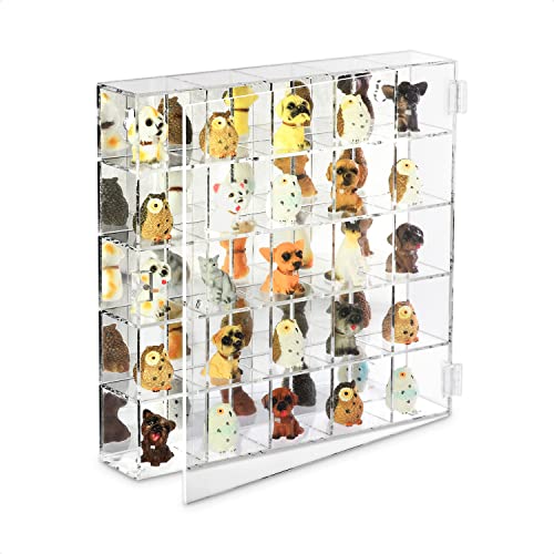 Ikee Design Mountable 25 Compartments Acrylic Display Case Cabinet Stand with Mirrored Back