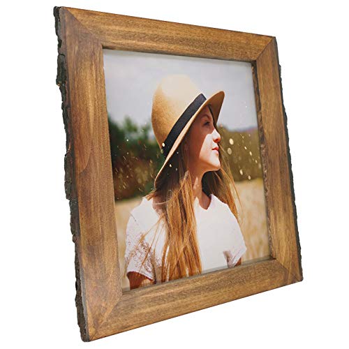 IKEREE 8x10 Rustic Wood Picture Frame with Bark Edges
