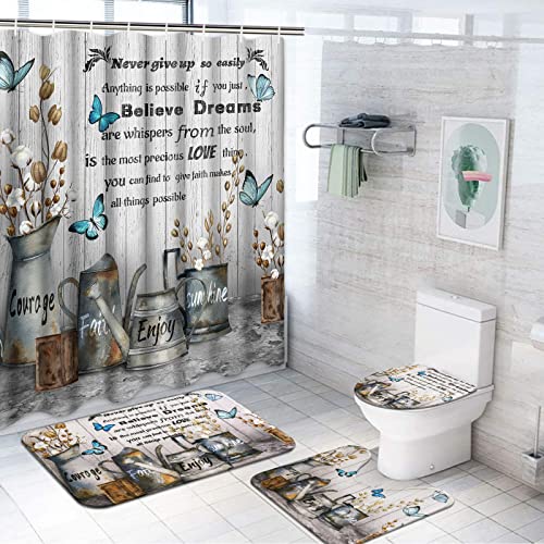 Ikfashoni Rustic Farmhouse Shower Curtain Sets