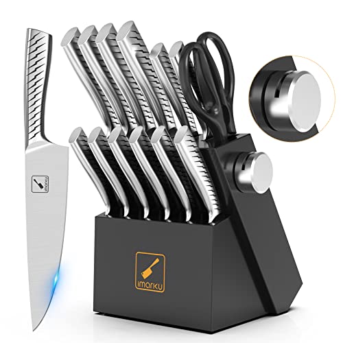 imarku 14PCS Knife Set for kitchen with block