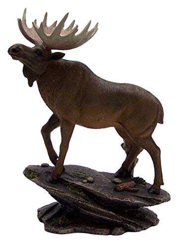 Indoor Cast Resin Moose Hunting Cabin Lodge Wildlife Statue with Removable Antlers, 14 Inch