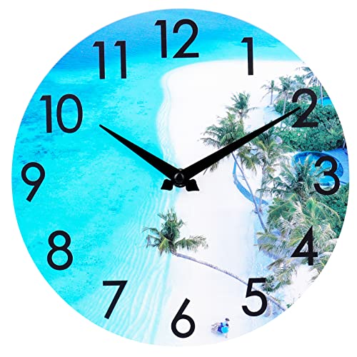 Indoor Outdoor Ocean Beach Themed Wooden Wall Clock
