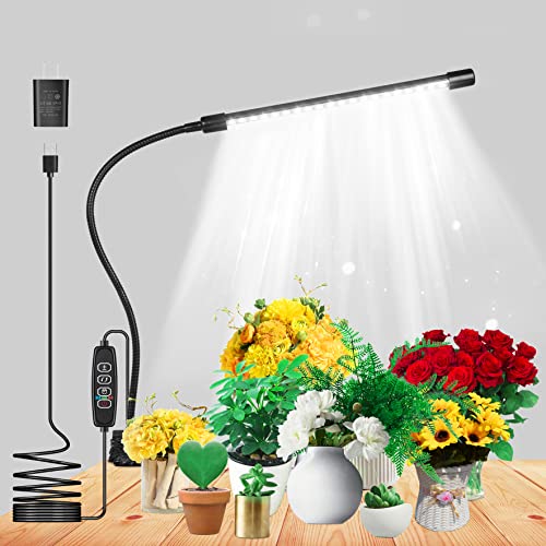 Indoor Plant Grow Light with White Spectrum and Adjustable Gooseneck