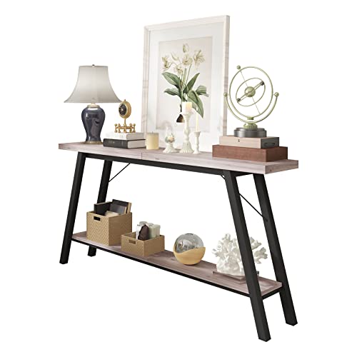 Industrial Long Console Table with Storage