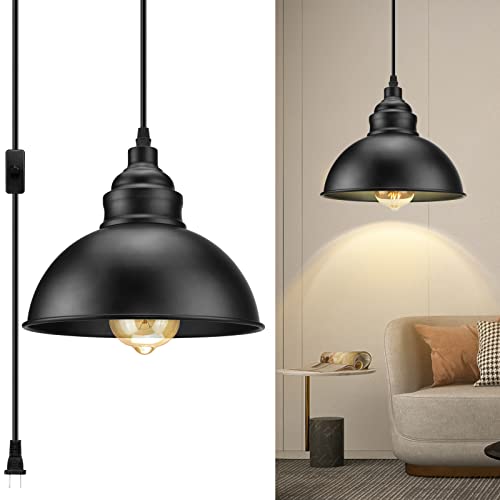 Industrial Pendant Light with Plug in Cord