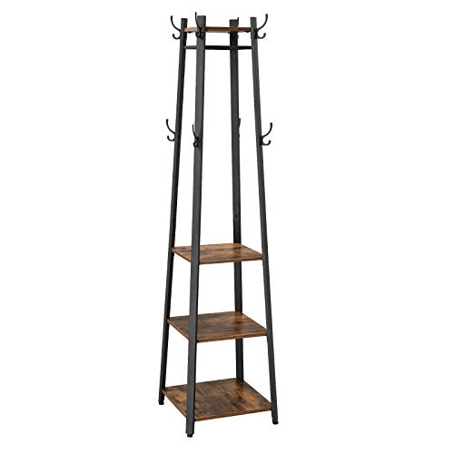 Industrial Style Coat Rack with 3 Shelves