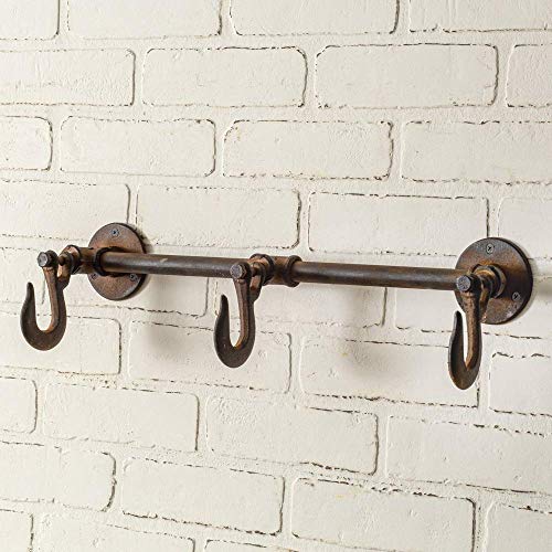 Industrial Wall Rack with Three Hooks