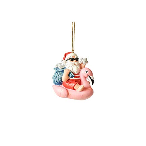 Inflatable Flamingo with Santa Ornament