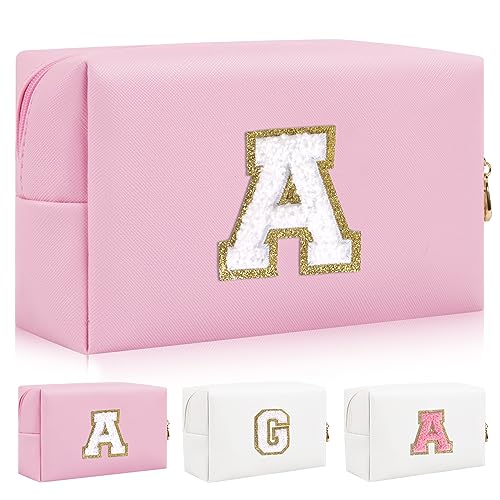 Initial Letter Patch Makeup Bag