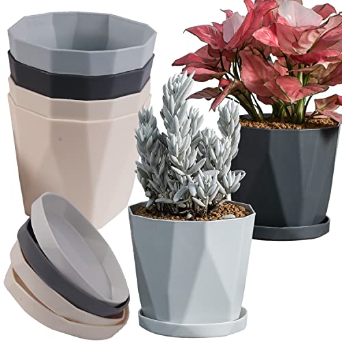 InmeRun Plant Pots with Drainage Holes and Saucers